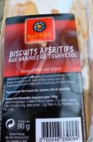 Mängden socker i Biscuits aperitifs aux graines de tournesol