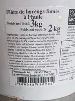 Mängden socker i Filets de harengs fumés à l'huile