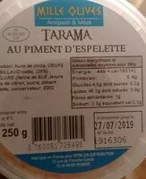 Mängden socker i Tarama au piment d'Espelette