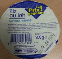 Mängden socker i Riz au lait saveur vanille