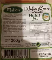 Mängden socker i 10 mini knacks de volaille halal