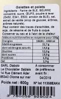 Mängden socker i Galettes et palets