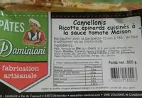 Mängden socker i Cannellonis Ricotta, épinards cuisinés à la sauce tomate Maison