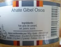 Mängden socker i Foie gras entier de canard