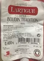 Mängden socker i Lartigue & Fils Boudin Tradition le paquet de 400 g