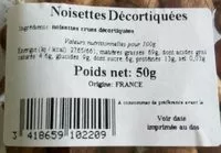 Mängden socker i Noisettes décortiquées