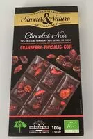 Mängden socker i Chocolat noir cranberry physalis goji