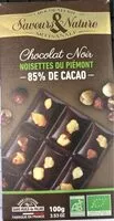 Mängden socker i Chocolat noir noisettes du piemont 85% cacao
