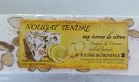 Mängden socker i Nougat tendre aux écorces de citron