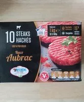 Mängden socker i 10 steaks hachés de l'Aubrac