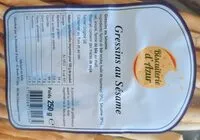 Mängden socker i Gressins au Sésame