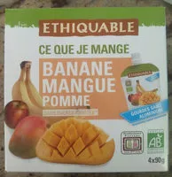 Mängden socker i Purée Banane, Mangue, Pomme Bio & équitable En Gourde