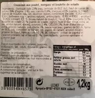 Mängden socker i Couscous au Poulet, Merguez, Boulette de Volaille