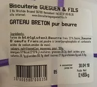 Mängden socker i Gâteau breton pur beurre