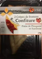 Mängden socker i 2 crêpes de froment confiture fraise de Plougastel et framboise