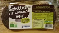 Mängden socker i Galettes de riz chocolat noir bio