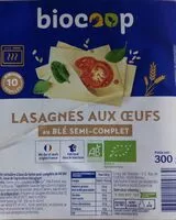 Mängden socker i Lasagnes aux oeufs au blé semi-complet