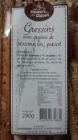 Mängden socker i Gressins avec graines de sésame, lin, pavot