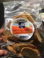 Mängden socker i Toasts de baguette croustillants bio