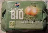 Mängden socker i 6 œufs frais Bio