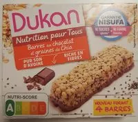 Mängden socker i Barres au chocolat et graines de chia