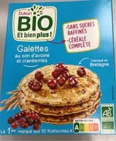 Mängden socker i Galettes au son d’avoine et cranberries