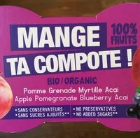 Mängden socker i Compote Pomme Grenade Myrtille Açai