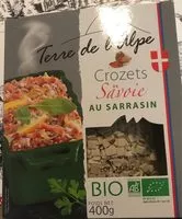 Mängden socker i Crozets de Savoie au Sarrasin