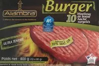 Mängden socker i Burger - 10 Moelleux de bœuf haché surgelés (< 20% M.G.)