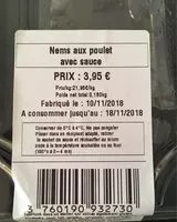 Mängden socker i Nems aux poulet avec sauce