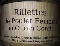 Mängden socker i Rillettes de poulet fermier au citron confit