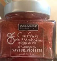 Mängden socker i Confiture de framboises au vin de champagne saveur violette