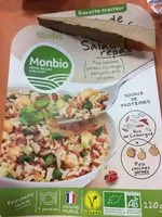 Mängden socker i Salade repas - pois chiche germé, riz rouge, haricots verts et cumin