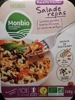 Mängden socker i Salade repas - lentilles germées, tomates fraiches, moutarde