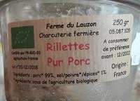 Mängden socker i Rillettes Pur Porc