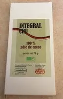 Mängden socker i Integral cru 100% pâte de cacao