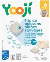 Mängden socker i Hachés de trio de poissons blancs sauvages cuits et surgelés pour bébé dès 6 mois - Eglefin