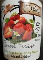 Mängden socker i Sorbet fraise Gérard cabiron