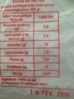 Mängden socker i Farine de blé fine fleur de la rivière