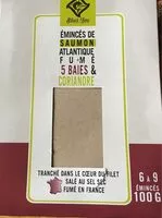 Mängden socker i Émincés de Saumon Atlantique fumé 5 baies & coriandre