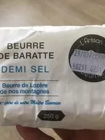 Mängden socker i Beurre de baratte demi-sel