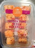 Mängden socker i Bouchées de saumon fumé mi-cuit aux épices