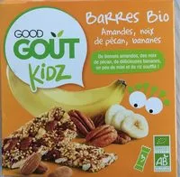 Mängden socker i Barres bio Amandes, noix de pécan, bananes-Good Gout Kidz-60g