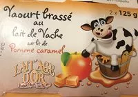 Mängden socker i Yaourt brassé au lait de vache sur lit de pomme caramel