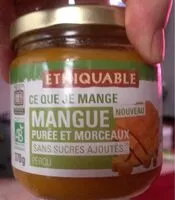 Mängden socker i Mangue puree et morceaux