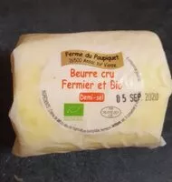 Mängden socker i Beurre cru fermier et bio