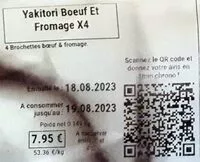 Mängden socker i Yakitori Boeuf et Fromage