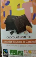 Mängden socker i Chocolat noir bio amandes et éclats de caramel