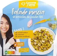 Mängden socker i Salade mescia et eminces de poulet roti