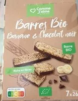 Mängden socker i Barres bio banane chocolat noit